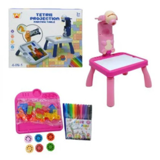 Дитячий столик для малювання з проектором, мозаїка-тетріс (рожевий) - Інтернет-магазин спільних покупок ToGether