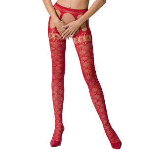Еротичні колготки-бодістокінги Passion S025 One Size, Red, імітація ажурних панчішок з пояском - Інтернет-магазин спільних покупок ToGether