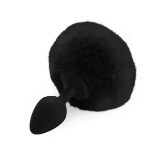 Силіконова анальна пробка М Art of Sex - Silicone Bunny Tails Butt plug Black, діаметр 3,5 см - Інтернет-магазин спільних покупок ToGether