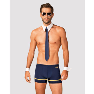 Еротичний костюм пілота Obsessive Pilotman set L/XL, боксери, манжети, комір з краваткою, окуляри - Інтернет-магазин спільних покупок ToGether