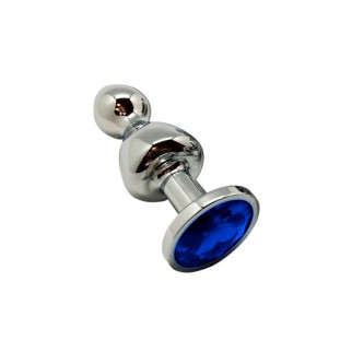 Металева анальна пробка Wooomy Lollypop Double Ball Metal Plug Blue S, діаметр 2,8см, довжина 8,5см - Інтернет-магазин спільних покупок ToGether