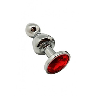 Металева анальна пробка Wooomy Lollypop Double Ball Metal Plug Red S, діаметр 2,8 см, довжина 8,5 см - Інтернет-магазин спільних покупок ToGether