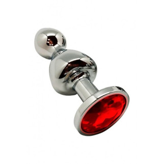 Металева анальна пробка Wooomy Lollypop Double Ball Metal Plug Red L діаметр 3,5 см, довжина 10,5 см - Інтернет-магазин спільних покупок ToGether