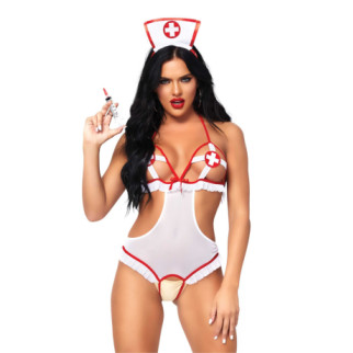Костюм медсестри Leg Avenue Naughty Nurse, one size, боді та шапочка - Інтернет-магазин спільних покупок ToGether