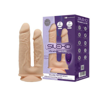 Подвійний фалоімітатор з вібрацією SilexD Double Gusto Vibro Flesh (Model 1 size 8" & 7") + LRS, діа - Інтернет-магазин спільних покупок ToGether