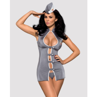 Еротичний костюм стюардеси Obsessive Stewardess 3 pcs costume grey S/M (м'ята упаковка!!!) - Інтернет-магазин спільних покупок ToGether