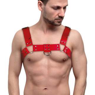 Чоловіча портупея на груди з натуральної шкіри Feral Feelings - Bulldog Harness Red - Інтернет-магазин спільних покупок ToGether
