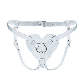 Трусики Серце для страпону з натуральної шкіри Feral Feelings - Hearts Strap-on Belt White - Інтернет-магазин спільних покупок ToGether