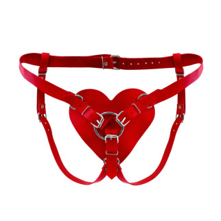 Трусики Серце для страпону з натуральної шкіри Feral Feelings - Hearts Strap-on Belt Red - Інтернет-магазин спільних покупок ToGether