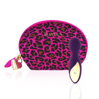 Мінівібромасажер Rianne S: Lovely Leopard Purple, 10 режимів роботи, косметичка-чохол, мед.силікон - Інтернет-магазин спільних покупок ToGether