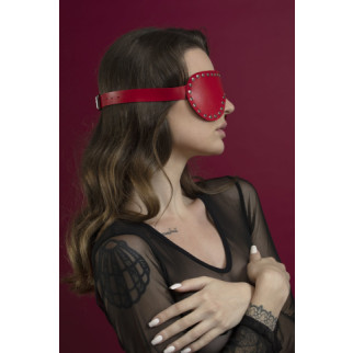 Маска на очі з заклепками Feral Feelings - Blindfold Mask, натуральна шкіра, червона - Інтернет-магазин спільних покупок ToGether