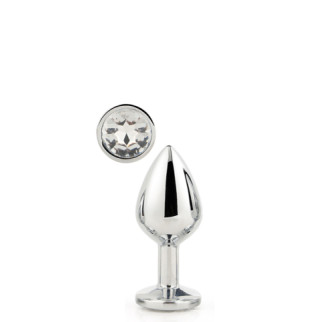 Dt21785 анальна пробка з каменем GLEAMING LOVE SILVER PLUG SMALL, Сріблястий - Інтернет-магазин спільних покупок ToGether