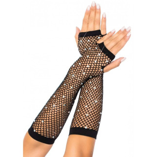 Рукавички в сітку із стразами One SIze Fishnet Arm Warmers Gloves від Leg Avenue Rhinestone, чорні - Інтернет-магазин спільних покупок ToGether