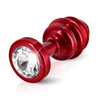 Анальна пробка Diogol з каменем, червона, срібло, 30 мм - Інтернет-магазин спільних покупок ToGether