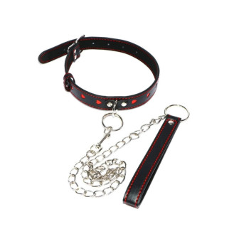 Нашийник з повідцем DS Fetish Collar with heart leash black - Інтернет-магазин спільних покупок ToGether