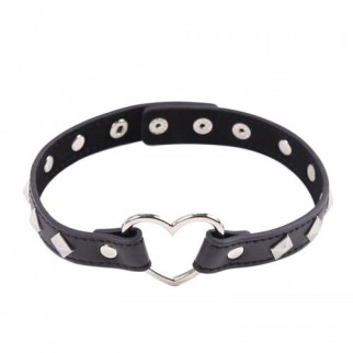 Ошейник DS Fetish Collar with heart black metal - Інтернет-магазин спільних покупок ToGether