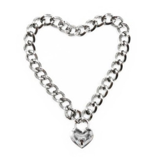 Нашийник з металевого ланцюга із замком у вигляді серця DS Fetish, сріблястий - Інтернет-магазин спільних покупок ToGether
