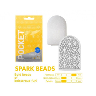 Міні мастурбатор нереалістичний Tenga Pocket Spark Beads, з рельєфом, білий - Інтернет-магазин спільних покупок ToGether