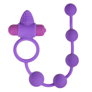 Ерекційне кільце Triple Pleasure з анальним ланцюжком, фіолетове - Інтернет-магазин спільних покупок ToGether