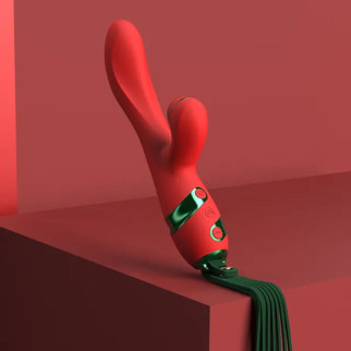 Вібратор-кролик з пульсацією Sevanda Lockink, з флогером, силіконовий, червоний, 23 х 3.7 см - Інтернет-магазин спільних покупок ToGether