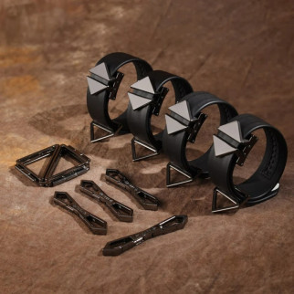 Набір наручники та поножі з хрестовиною Lockink, натуральна шкіра та метал, чорний - Інтернет-магазин спільних покупок ToGether