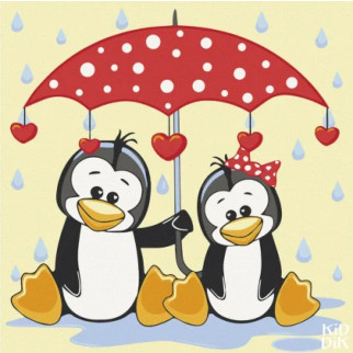 Картина за номерами. Art Craft Пінгвіни під парасолькою 30х30 см 15543-AC - Інтернет-магазин спільних покупок ToGether