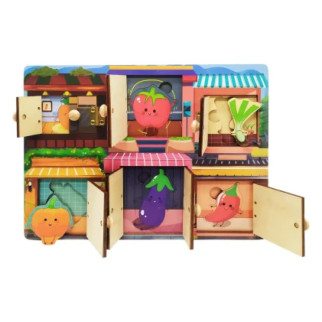 Дерев'яна іграшка Бізіборд MD 2896 двері та вікна відчиняються  (Овочі) - Інтернет-магазин спільних покупок ToGether
