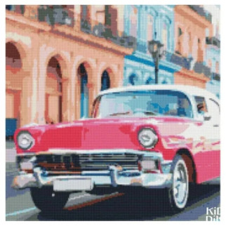 Алмазна мозаїка "Рожевий автомобіль Гавані" Strateg GA0007 50х50 см - Інтернет-магазин спільних покупок ToGether