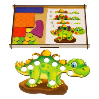 Дерев'яна мозаїка "Динозаврик" Ubumblebees (ПСД193) PSD193, 8 карт із завданнями - Інтернет-магазин спільних покупок ToGether