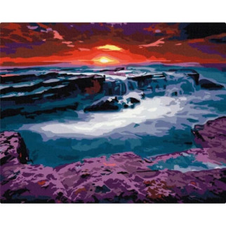 Картина за номерами "Захід сонця біля водоспаду" BS23748, 40х50см - Інтернет-магазин спільних покупок ToGether