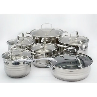 Benson BN-204 Набір посуду з нержавіючої сталі, 4 каструлі з кришками, сковорода, сотейник - Інтернет-магазин спільних покупок ToGether