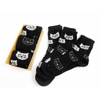 Набір чорних демісезонних шкарпеток із принтом "Кішки", жіночі, розмір 36-40 - Інтернет-магазин спільних покупок ToGether