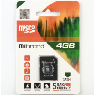 Карта пам'яті microSDHC 4Гб Сlass 4 Mibrand + adapter SD - Інтернет-магазин спільних покупок ToGether