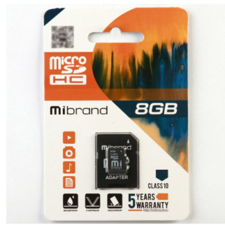 Карта пам'яті microSDHC 8Гб Class 10 (UHS-1) Mibrand + adapter SD - Інтернет-магазин спільних покупок ToGether