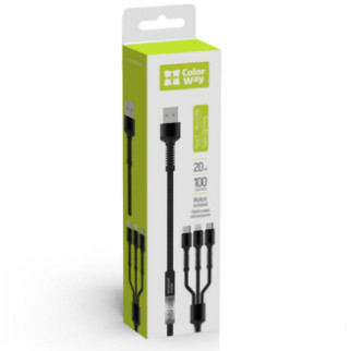 Кабель USB Lightning/Micro USB/Type-C ColorWay CW-CBU3003-GR 4А 1.2м чорний - Інтернет-магазин спільних покупок ToGether
