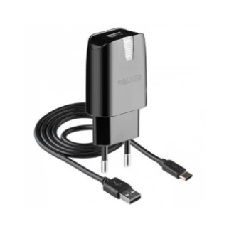 Зарядний пристрій мережевий USB + кабель Type-C 2,0A чорний WALKER WH-21 - Інтернет-магазин спільних покупок ToGether
