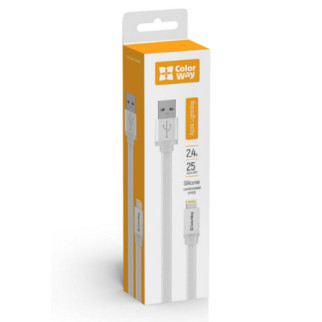 Кабель USB Lightning ColorWay CW-CBUM-LM25W 2,4A 0,25м білий - Інтернет-магазин спільних покупок ToGether