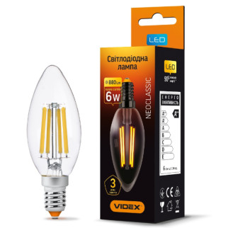 Лампа C37 6W E14 3000K 220V Filament LED Videx - Інтернет-магазин спільних покупок ToGether