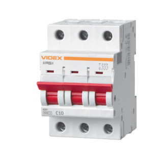 Автоматичний вимикач 3P 10А 4,5 kA VF-RS4-AV3C10 Resist Videx - Інтернет-магазин спільних покупок ToGether