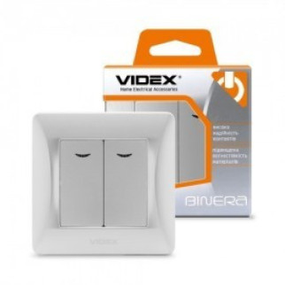 BINERA срібний шовк Вимикач внутрішній 2кл з підсвічуванням Videx - Інтернет-магазин спільних покупок ToGether