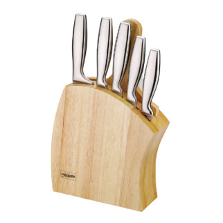 Набір ножів 6 предметів (5 ножів + дошка) на дерев'яній підставці металеві ручки MR-1411 Maestro - Інтернет-магазин спільних покупок ToGether