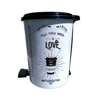 Відро для сміття 11л з педаллю пластик з малюнком біла кава ELIF - Інтернет-магазин спільних покупок ToGether