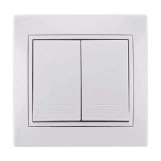 MIRA білий Вимикач внутрішній 2кл з білою вставкою Лезард - Інтернет-магазин спільних покупок ToGether