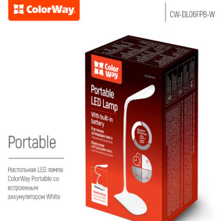 Лампа настільна LED з вбудованим акумулятором білий Portable & Flexible ColorWay - Інтернет-магазин спільних покупок ToGether
