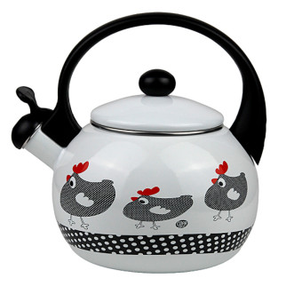 Чайник 2,2л емальований зі свистком з малюнком "пташки" білий KAMILLE - Інтернет-магазин спільних покупок ToGether
