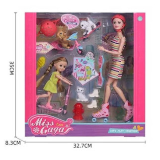 Лялька 51810 (30/2) висота 30 см, 2 ляльки, 3 домашні улюбленці, спортивний транспорт, шоломи, в коробці - Інтернет-магазин спільних покупок ToGether