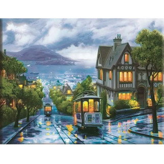 Картина за номерами Нічний трамвай 40x50 см. Набір для малювання Нічний місто. Набір для творчості - Інтернет-магазин спільних покупок ToGether