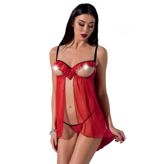 Пеньюар із відкритими грудьми CHERRY CHEMISE red S/M - Passion - Інтернет-магазин спільних покупок ToGether