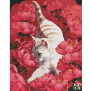Алмазна мозаїка "Котик у півонії" Ідейка AMO7258 40х50 см - Інтернет-магазин спільних покупок ToGether