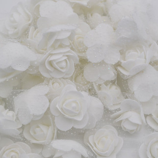 Троянди з фомірану 3,5 см білі з фатином - Інтернет-магазин спільних покупок ToGether